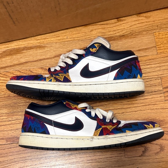 Jordan Nike  Air Jordan 1 Low "Nothing But Net" Multicolor Pattern Sneakers - Picture 1 of 12